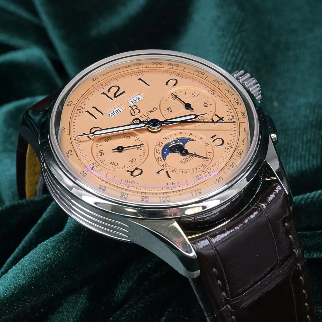 Breitling Premier B25 Datora 42 MM Salmon Dial Alligator Str 42 mm kol saati