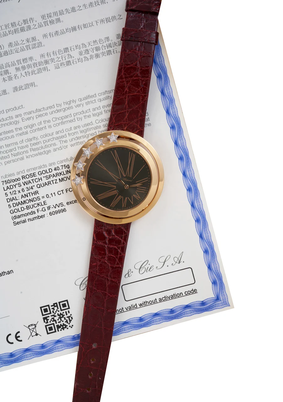 Chopard Ref. 137625-5001-RDLL, anthracite dial; “Sparkling”; 18K pink gold, 18K white gold and diamonds (“ ”) kol saati