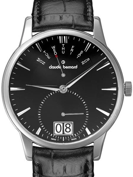 Claude Bernard Unique and Stylish Big Date and Pointer Day Watch #34004-3-NIN kol saati