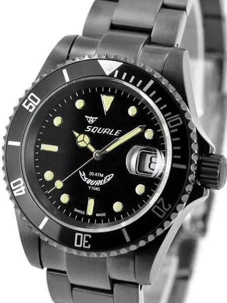 Squale SCRATCH AND DENT - 200 meter Classic Swiss Automatic Dive watch with Sapphire Crystal #1545-C-DLC SND084 40 mm kol saati