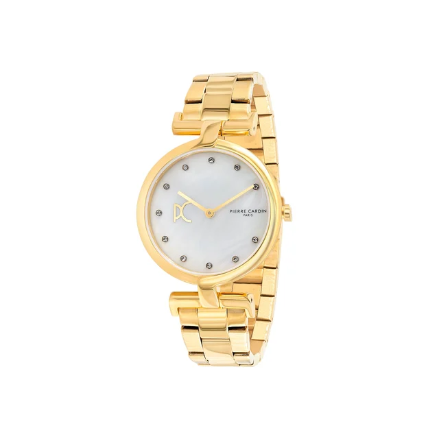 MADELEINE Mother of Pearl Look Dial Gold Metal Link Band Watch CMD.3549 kol saati