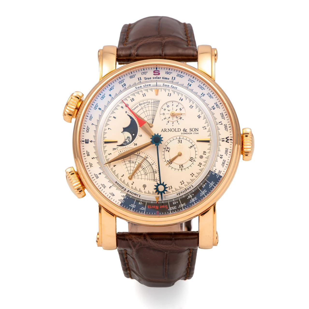 Arnold & Son ARNOLD & SON, REF. 1QPAR.S07A.C20BD, TRUE NORTH PERPETUAL, No. 33/50, PINK GOLD kol saati