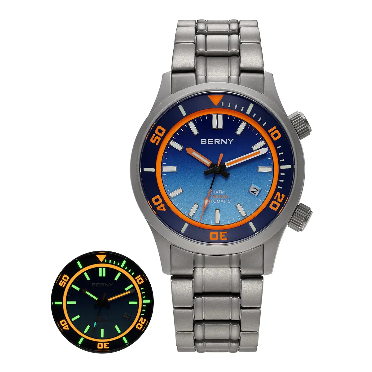 BERNY Men Automatic Titanium Diver Watch-AMT149MS AMT149MS-A kol saati