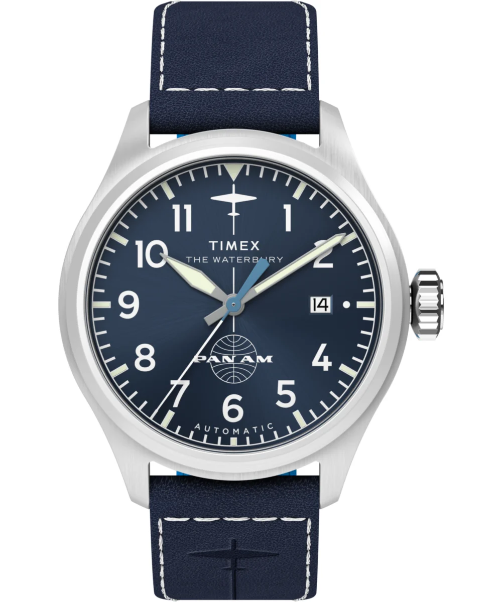 Timex Pan Am® x Waterbury Automatic Ace 41mm Leather Strap Watch TW2Y38800JR 41 mm kol saati
