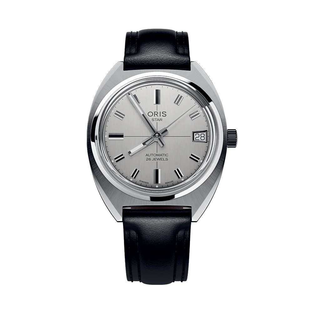 Oris Star Edition 35mm - Silver on Leather Strap 733 7813 4151-07 5 17 02 35 mm kol saati