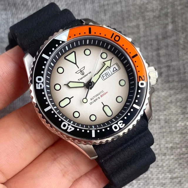 Wristfull Tandorio 41mm SKX007 Diver NH36A Automatic Sapphire 20bar TD217 14:29#logo orang