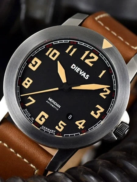 Dievas Meridian German Made Aviator Watch with Sapphire Crystal and 44mm Diameter Case 1 M