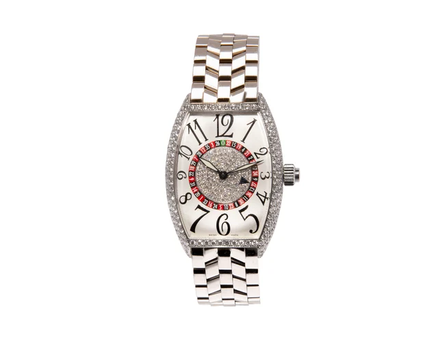Franck Muller Vegas D FRANCK MULLER VEGAS D REF. 5850 18K WHITE GOLD DIAMOND SET kol saati
