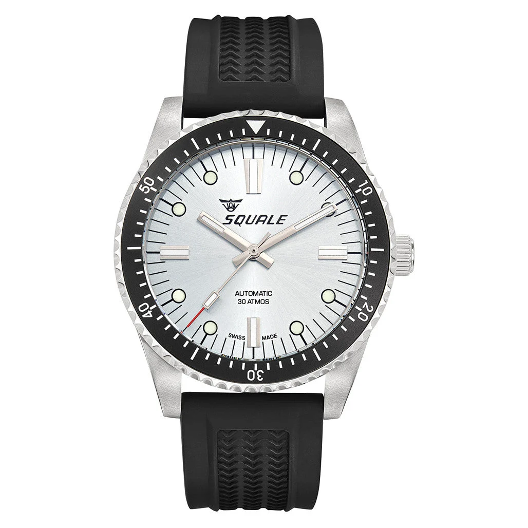 Squale Montauk 300M Swiss Automatic Diver with Frozen Silver Dial #MTK-23 45.8 mm kol saati