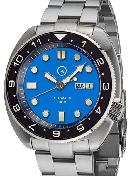 Islander Dual-Time Automatic Dive Watch with AR Double Dome Sapphire Crystal, and Luminous Ceramic Bezel Insert #ISL-31 47 mm kol saati