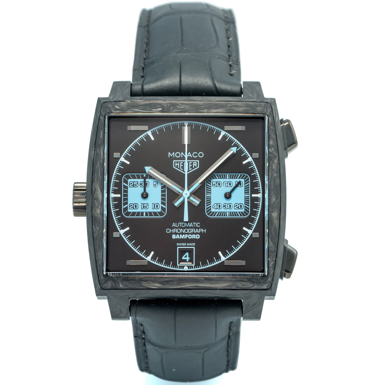 Tag Heuer TAG HEUER REF. CAW2190, SELF-WINDING CHRONOGRAPH, LEFT-HAND CROWN; "MONACO HERITAGE", "MONACO BAMFORD", LIMITED EDITION OF 500 PIECES; CARBON FIBRE kol saati