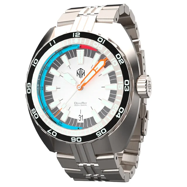 NTH DevilRay 500-Meter Automatic Dive Watch with Silver Dial and Date #WW- -DRWD WW-NTH-DR