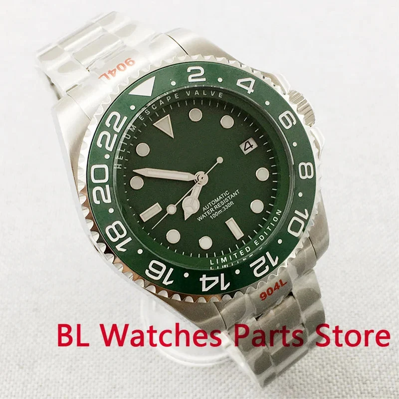 Tandorio Green 43mm Deep Sea Watch Case Ceramic Insert Sapphire Glass NH35 Miyota 8215 PT5000 ETA2824 10ATM 12000031175199158 43 mm kol saati