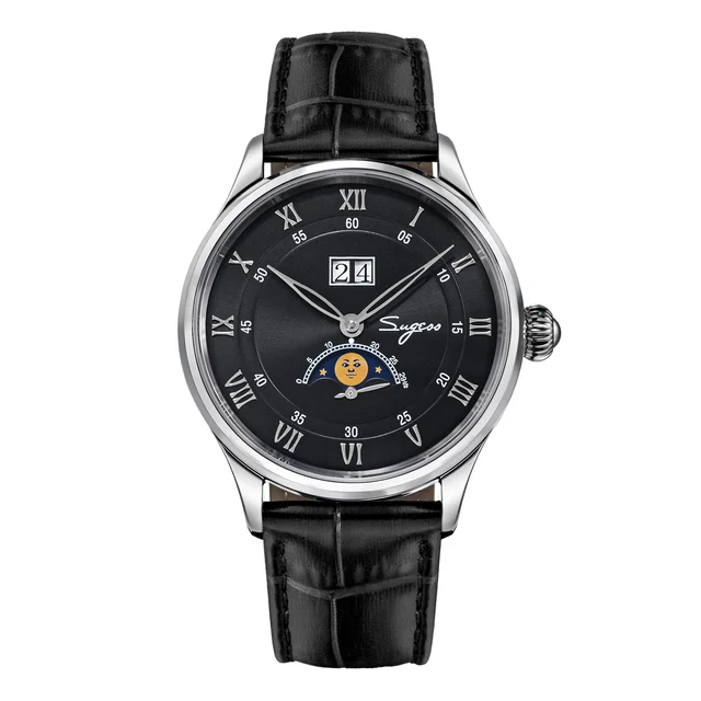 Sugess MoonPhase Master S437-2 Moon Phase Automatic Stainless Steel Case Black Dial moonph