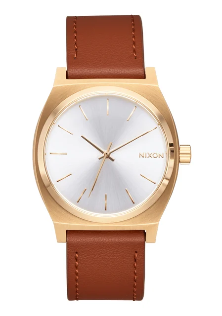 Nixon US Time Teller Leather - Light Gold / White Sunray A1373-5168-00 kol saati