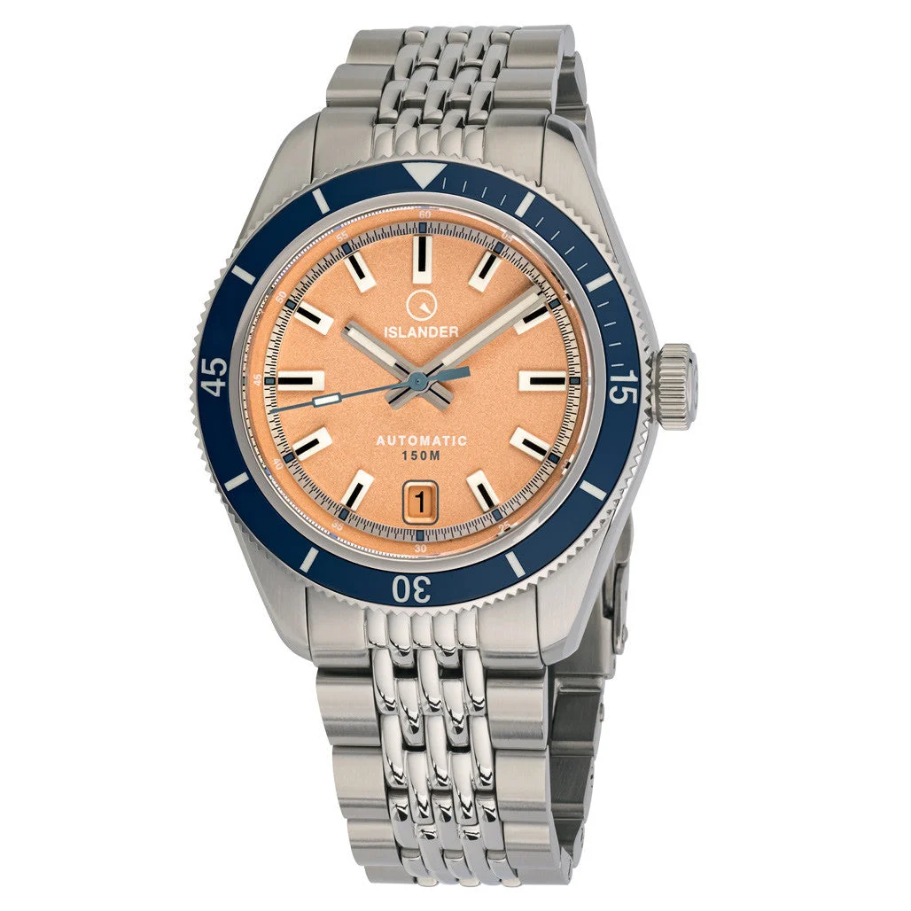 Islander Port Jefferson Skin Diver Automatic Watch with Sun Faded Orange Dial #ISL-178 48 mm kol saati