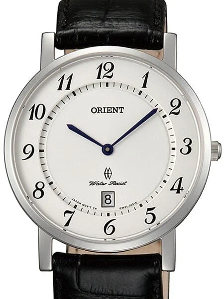 Orient Class Quartz Dress Watch with Sapphire Crystal and Elegant White Dial #GW0100JW 38 mm kol saati