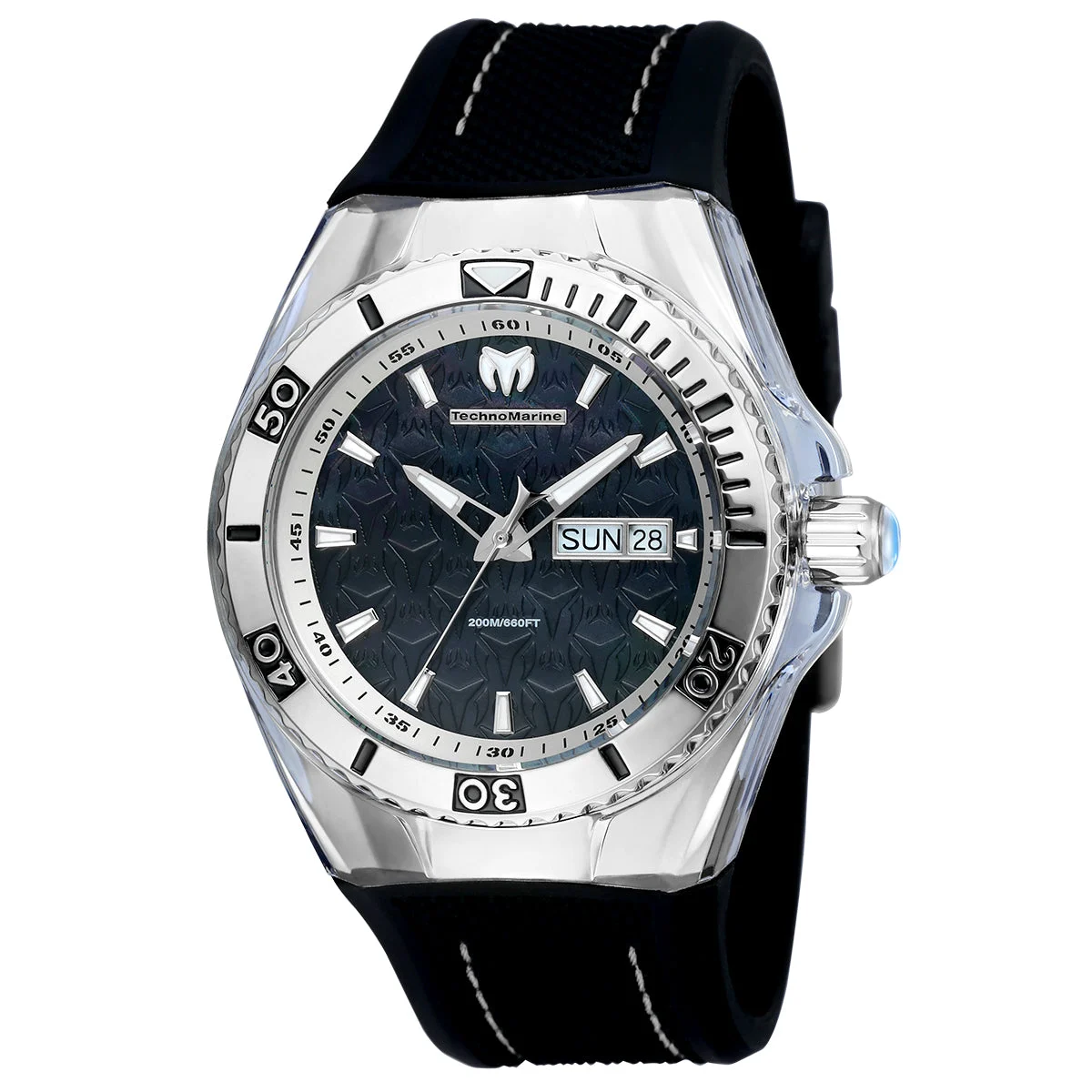 Technomarine Open Box Cruise Monogram Swiss Ronda 517 Caliber Watch w/ Mother of Pearl Dial - 44mm, Black (AIC-TM-115212) 44 mm kol saati