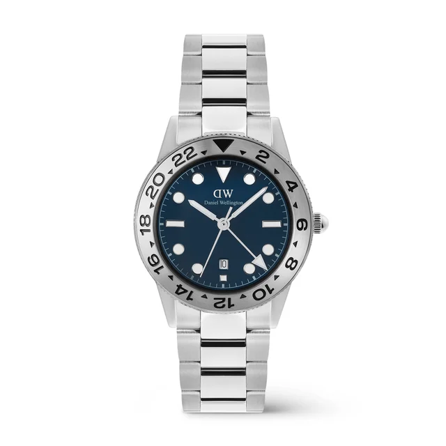 DANIEL WELLINGTON Iconic GMT Link Brushed Bezel Silver DW00100922 kol saati