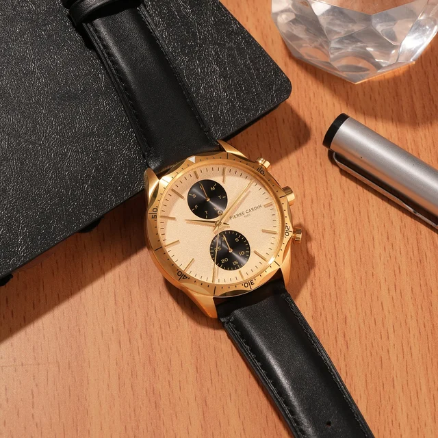Heritage RacerTime Gold with Black Leather Strap CF.1031.LB kol saati