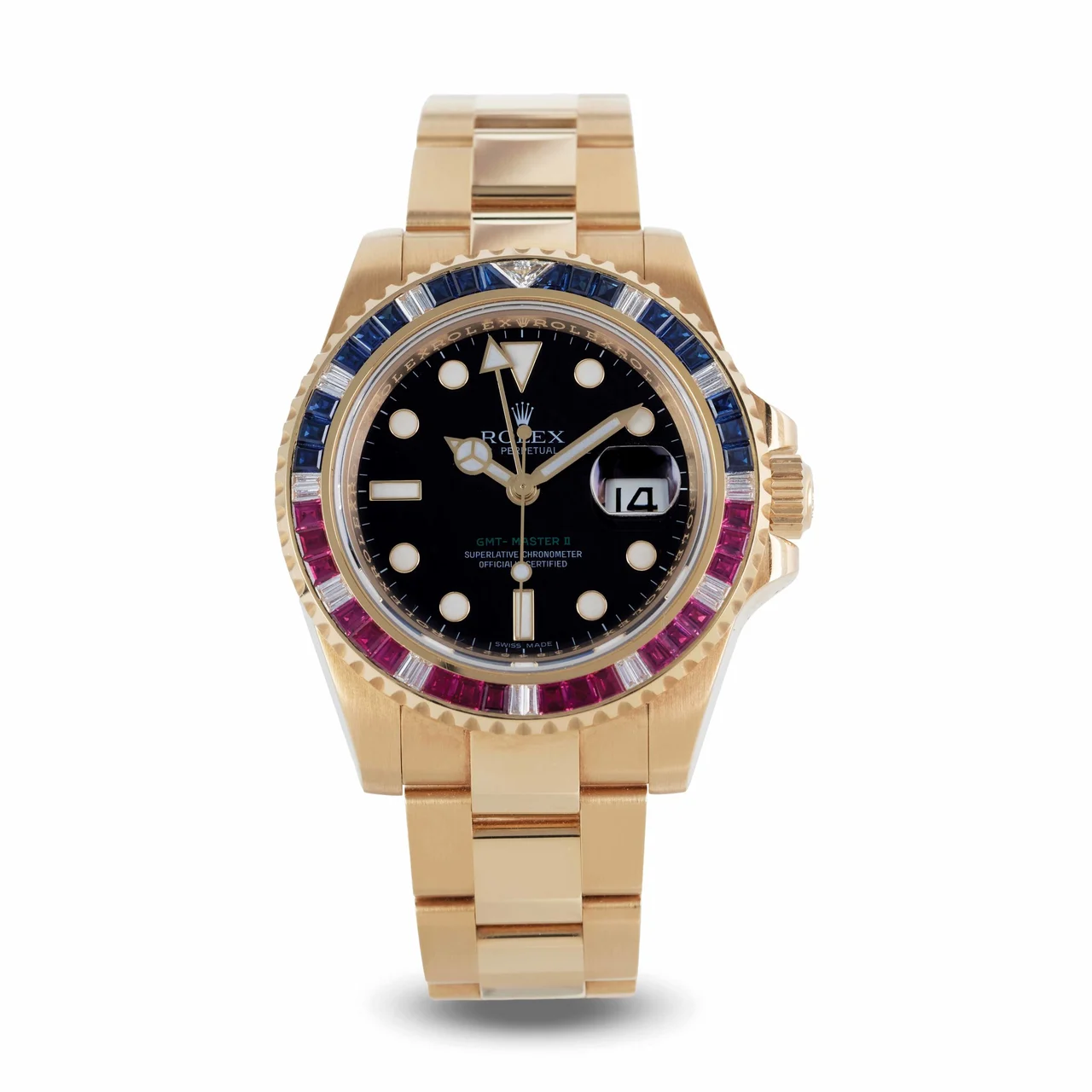 Rolex ROLEX, REF. 116748SARU, GMT-MASTER II, DIAMOND, RUBIES & SAPPHIRES, 18K YELLOW GOLD kol saati
