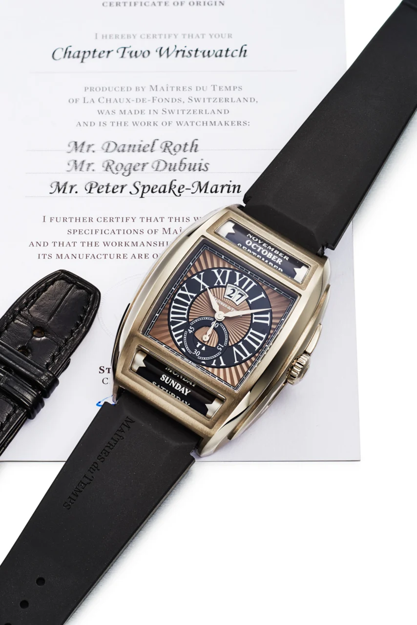 Maitres Du Temps Two Chocolate Dial Triple Calendar 18K White Gold C2T.00.21.142.CHAPTER kol saati