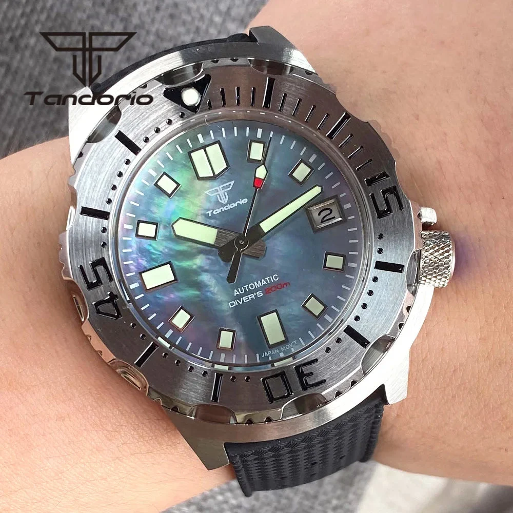 Tandorio Monster 20Bar Diver MOP Dial AR Sapphire TD253 14:200005100#black MOP-logo 42 mm kol saati