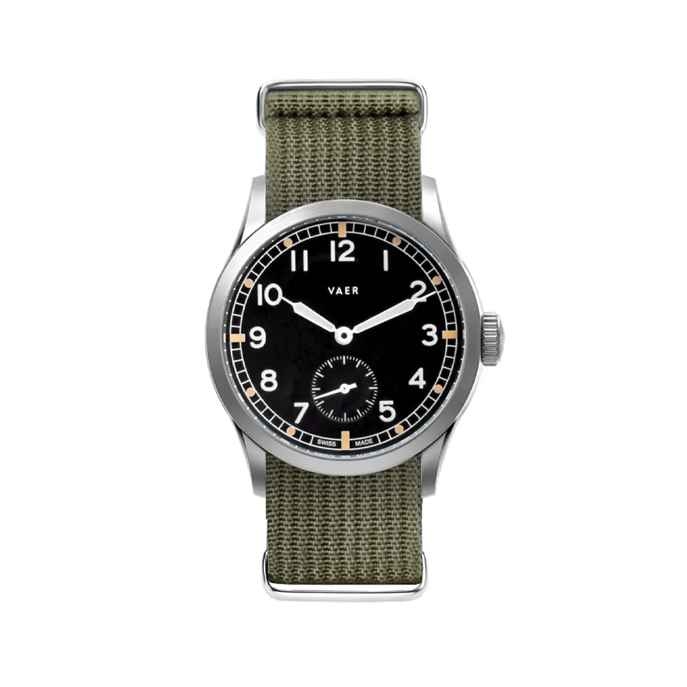 Vaer A12-DD-FKM20BLK-SPRB20OLV 36 mm kol saati