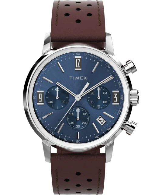 Timex Marlin® Chronograph Tachymeter 40mm Leather Strap Watch TW2W10200 kol saati
