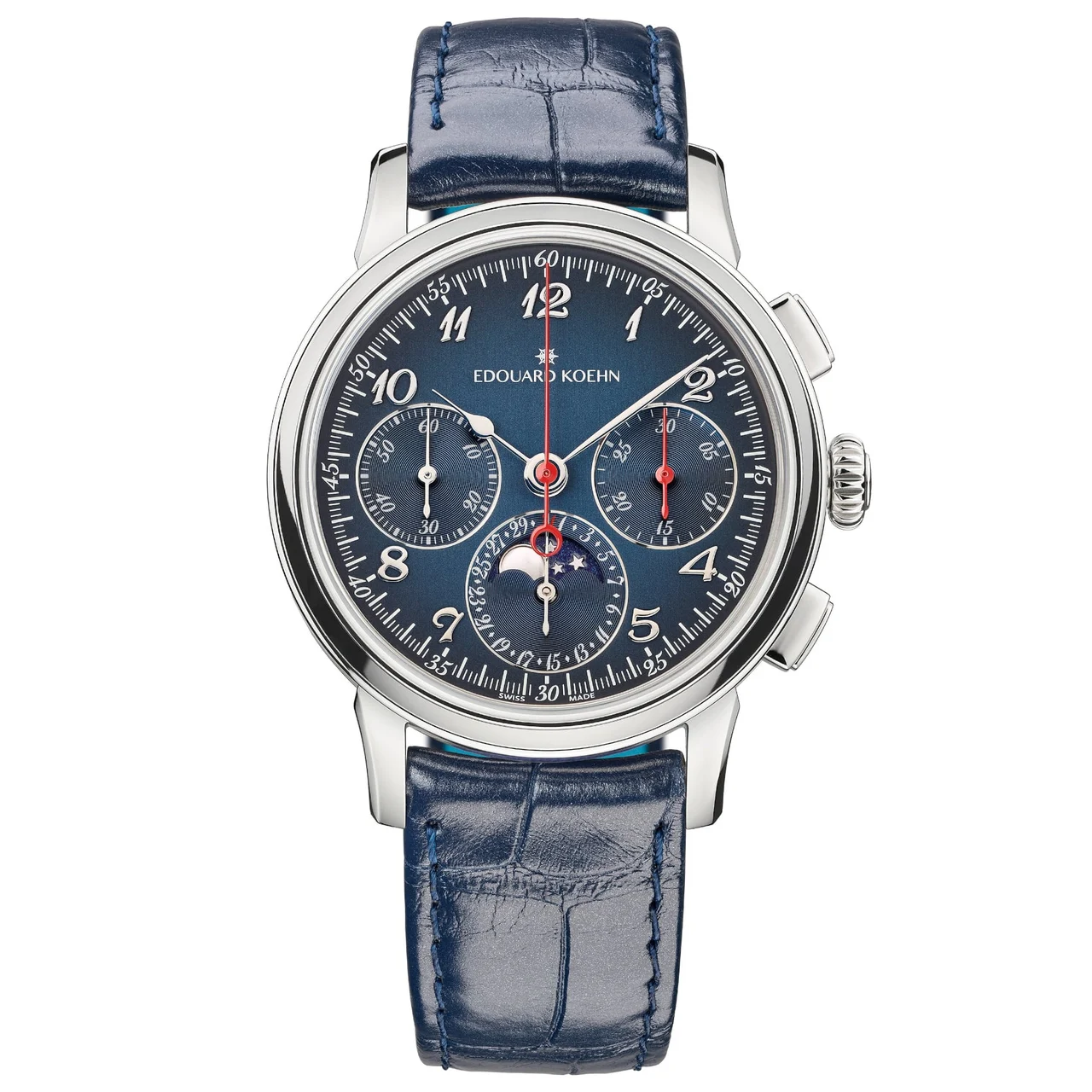 Edouard Koehn Legacy Moonphase Chronograph Navy Limited Edition EK-CHR12SS-BE-ASBE 40 mm kol saati