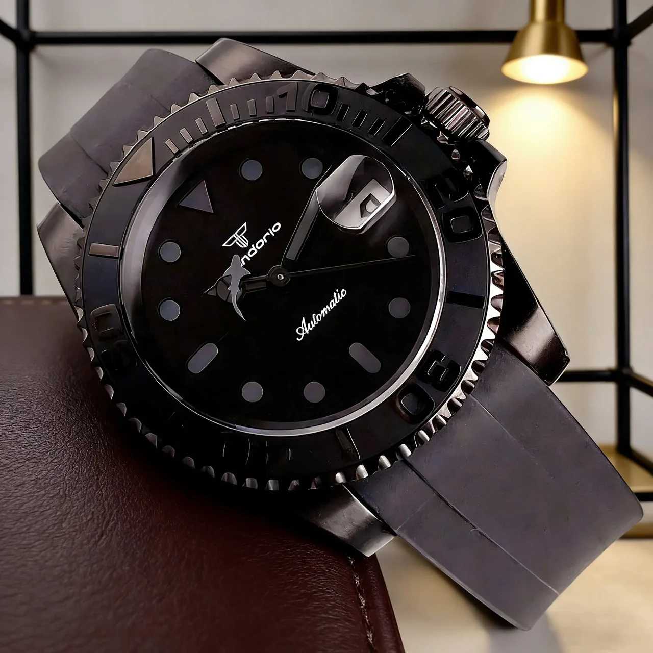 Tandorio Black Yacht Master TD269k 40mm Shark Hands Sapphire Glass 200m Waterproof Japan NH35A Automatic Mechanical Watch 12000053061242981 40 mm kol saati