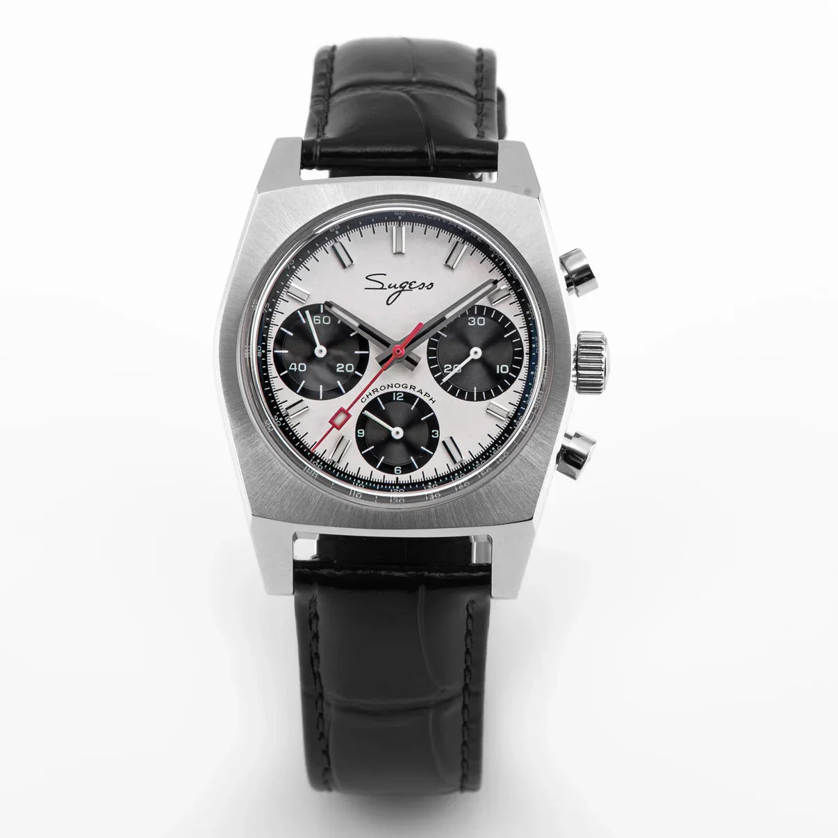 Sugess Chrono Heritage S419 Chronograph Panda Dial Leather Strap 37 mm kol saati
