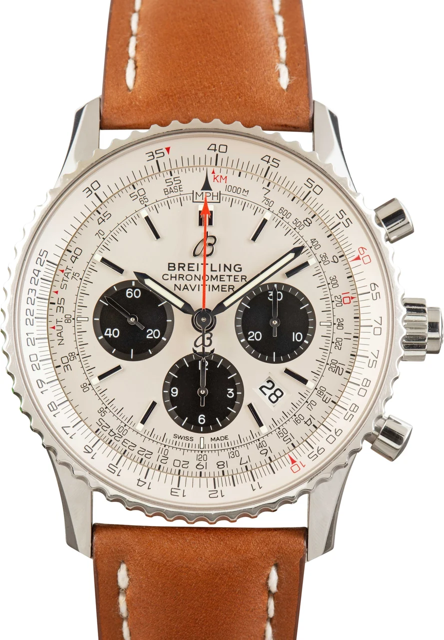 Breitling Navitimer B03 Chronograph Rattrapante Silver Dial AB0311211G1A1 kol saati