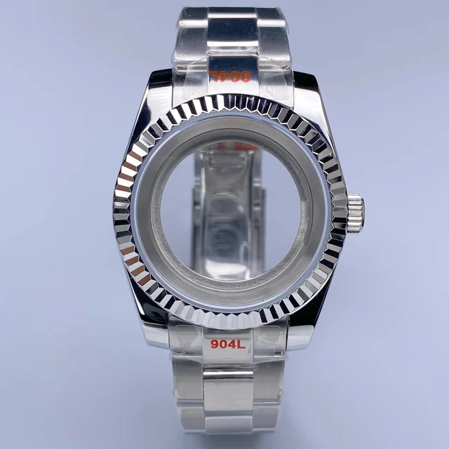 Tandorio Fluted NH35 watch case Oyster 36/39mm High Quality Sliver Stainless Steel Sapphir