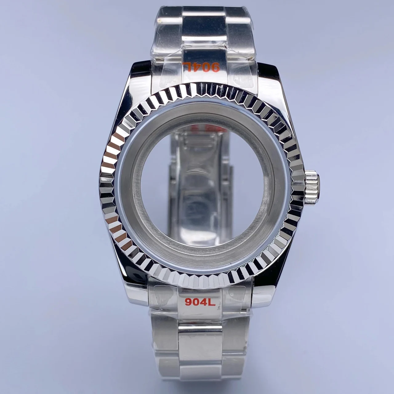 Tandorio Fluted NH35 watch case Oyster 36/39mm High Quality Sliver Stainless Steel Sapphire Glass fit NH34 NH35 NH36 Movement Accessories Watch case 14:347#B Solid cover Set;200000046:201720836#36mm 39 mm kol saati