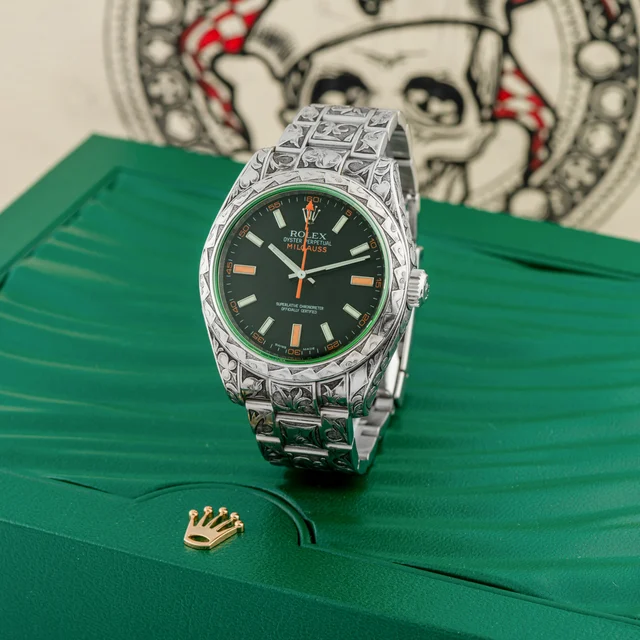 Custom Engraved Rolex CUSTOM ENGRAVED ROLEX, REF. 116400GV, MILGAUSS, “THE WOLF”, STEEL ko