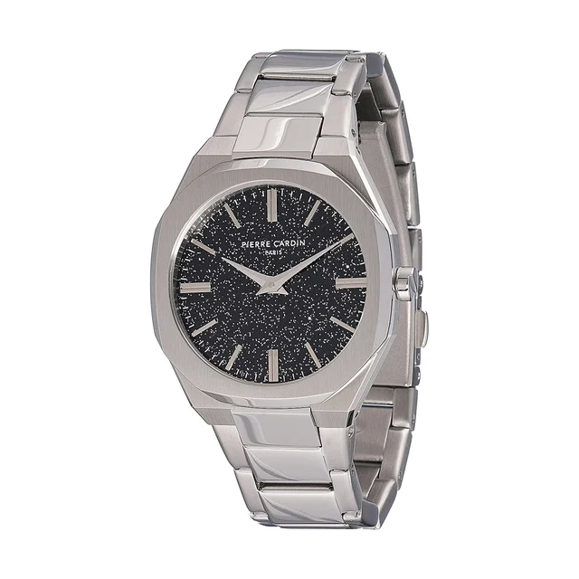 Elysee Maison 8 Chrysanthème Watch - Black Sparkle Dial with Stainless Steel Band CF.1008.