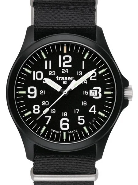 Traser Officer Pro Black PVD Steel Case Watch with a Sapphire Crystal #103350 kol saati