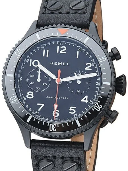 Hemel Night Ops Quartz Chronograph Watch with Luminous Ceramic Bezel and Sapphire Crystal #HFNO3 42 mm kol saati