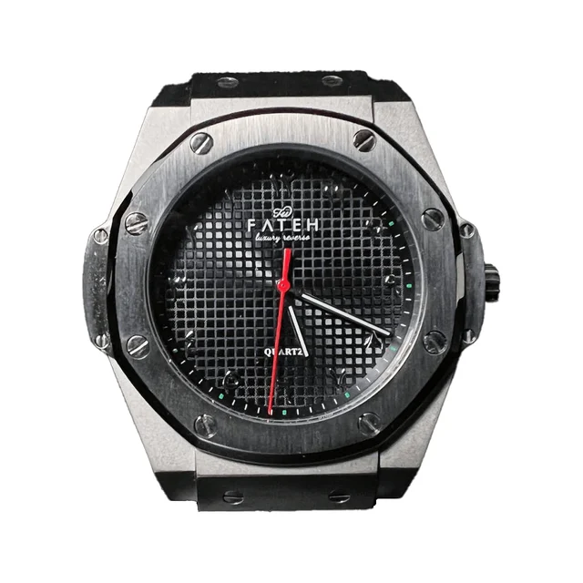 Fatehwatches Octagon Silver Black kol saati