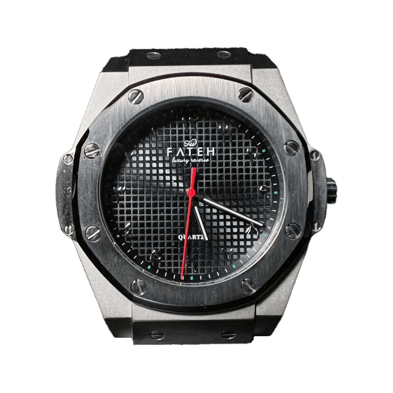 Fatehwatches Octagon Silver Black 48 mm kol saati