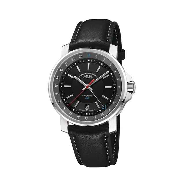 Muhle Glashutte Big GMT 42.4mm - Anthracite on Leather Strap M1-25-93-LB kol saati