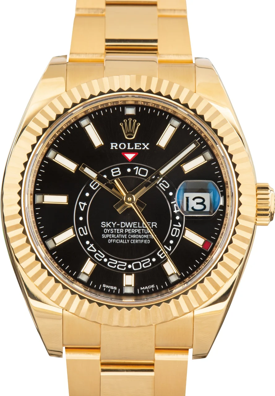 Rolex Sky-Dweller 18k Yellow Gold 326938 Black Dial kol saati