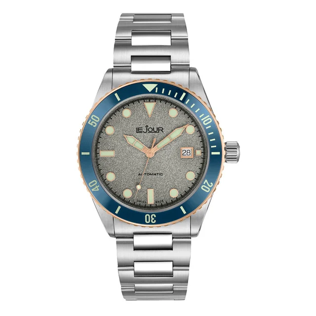 Le Jour Seacolt Automatic Swiss Dive Watch with Grey Textured Dial #LJ-SCD-003 kol saati