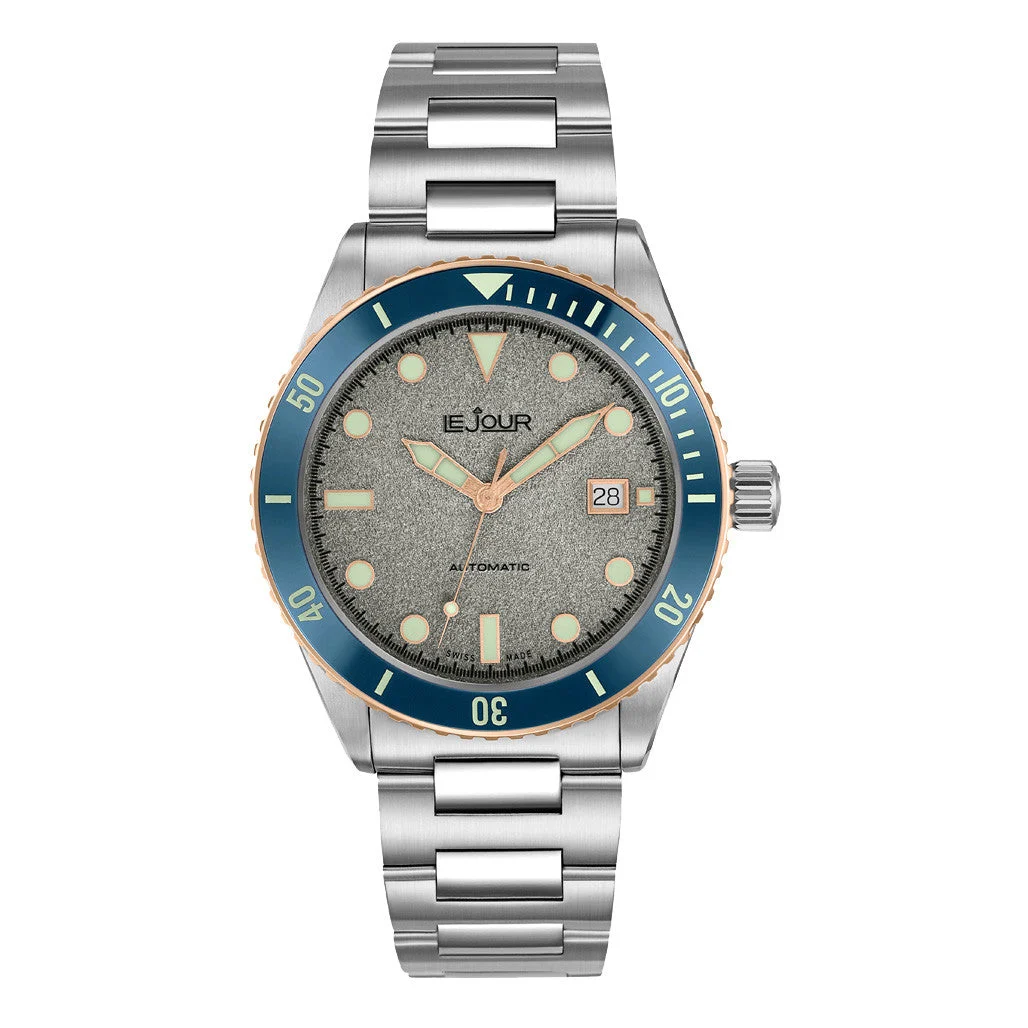 Le Jour Seacolt Automatic Swiss Dive Watch with Grey Textured Dial #LJ-SCD-003 42 mm kol saati