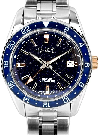 Hitori Meguro GMT Hoshizora Aventurine MGRGMTHAV/HT 49 mm kol saati