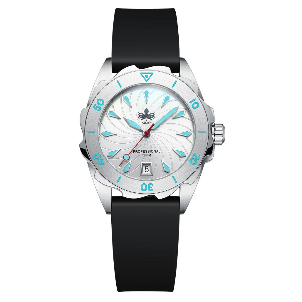 Phoibos Sea Nymph 300-Meter Swiss Quartz Dive Watch with Double-Dome Sapphire Crystal #PX021F 36 mm kol saati