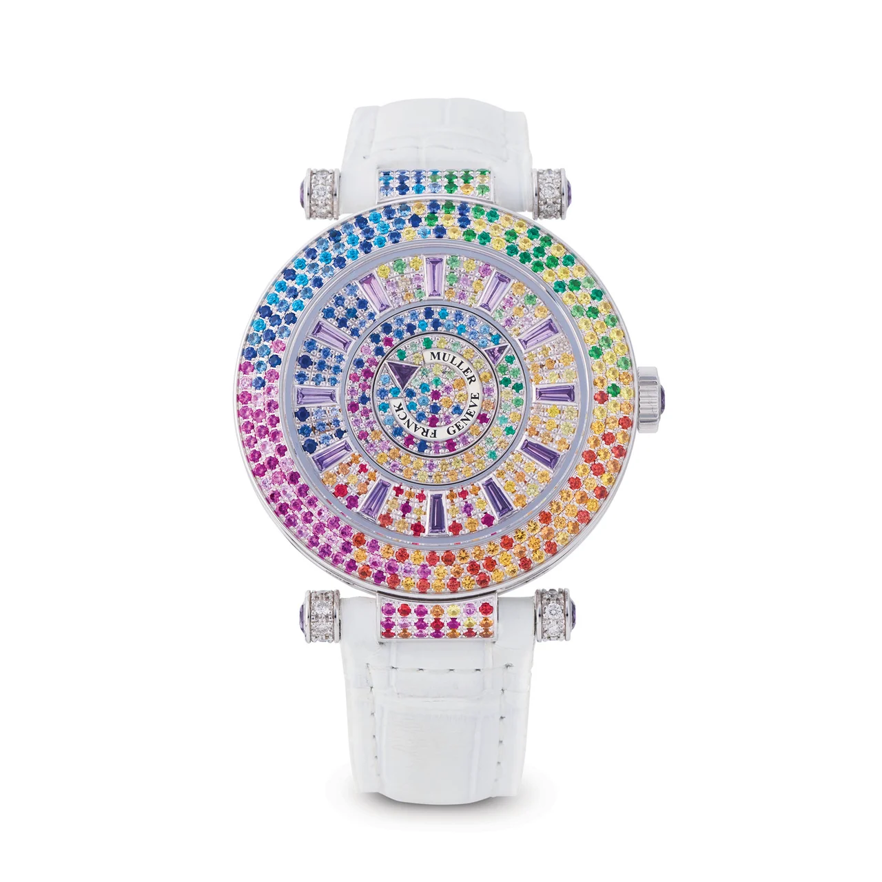 Franck Muller FRANCK MULLER, REF. DM.42.QTR.SAI.D.3R.CD.SA.WG, DOUBLE MYSTERY-FOUR SEASONS VIOLET, 18K WHITE GOLD, DIAMONDS AND MULTICOLOUR SAPPHIRES kol saati