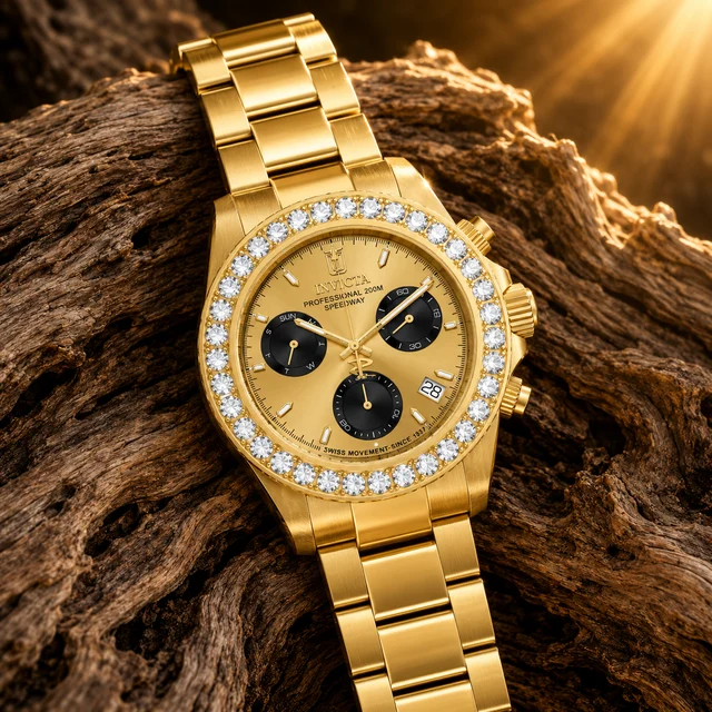 Invicta Hederia 3.6 CT LG Diamond Watch - 42mm, Gold (51330) kol saati