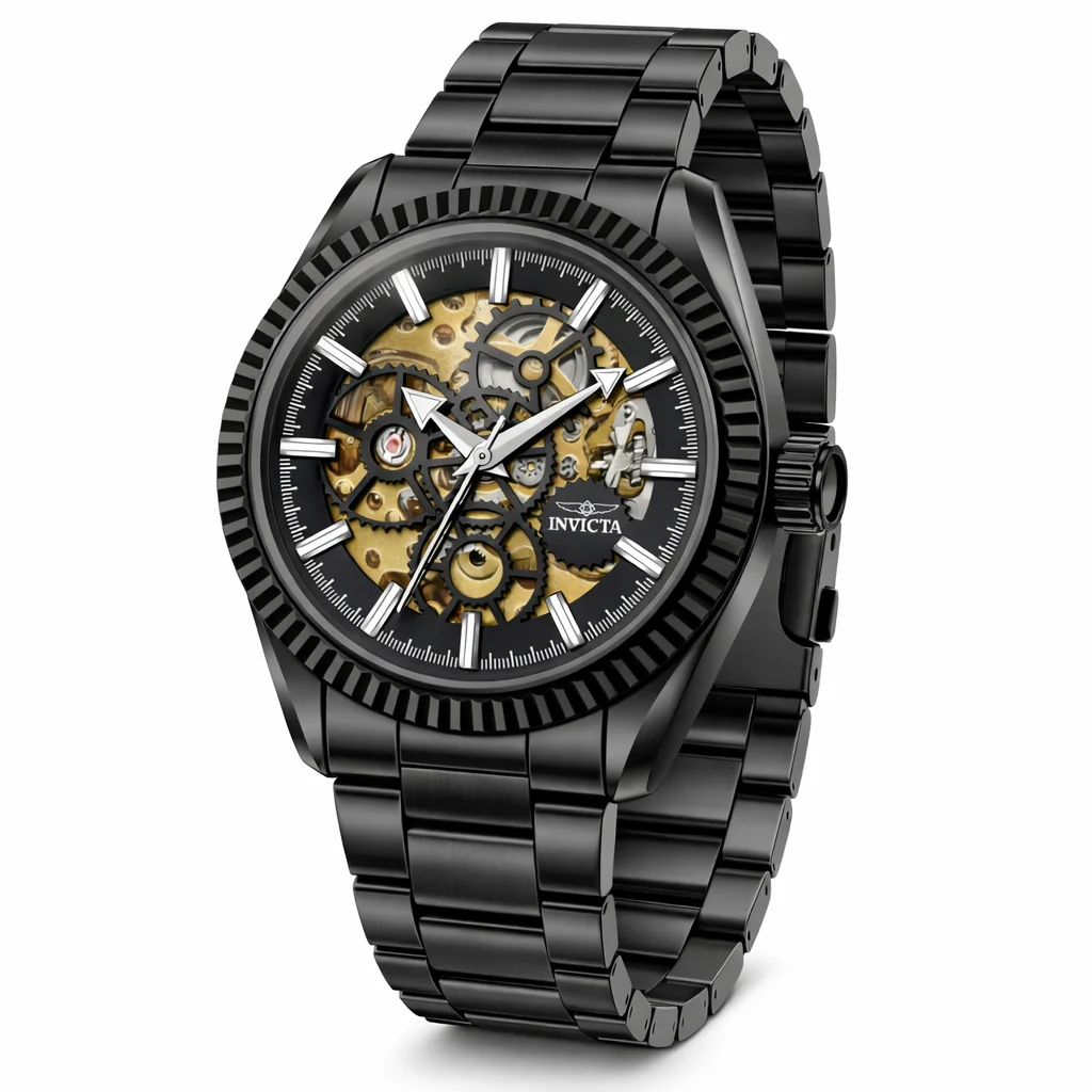 Invicta Objet D Art Glyph Automatic Watch w/ Skeleton Dial - 43mm. Black (69754) 43 mm kol saati